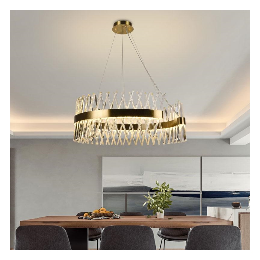 LED Himmennettävä kristalli kattokruunu johdossa LED/175W/230V 3000-6500K kulta + kauko-ohjaus