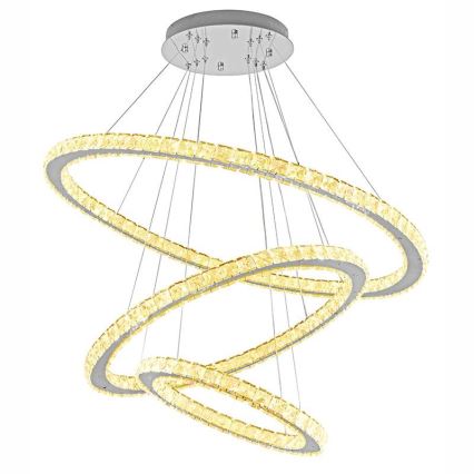 LED Himmennettävä kristalli kattokruunu johdossa LED/210W/230V 3000-6500K hopea + kauko-ohjaus