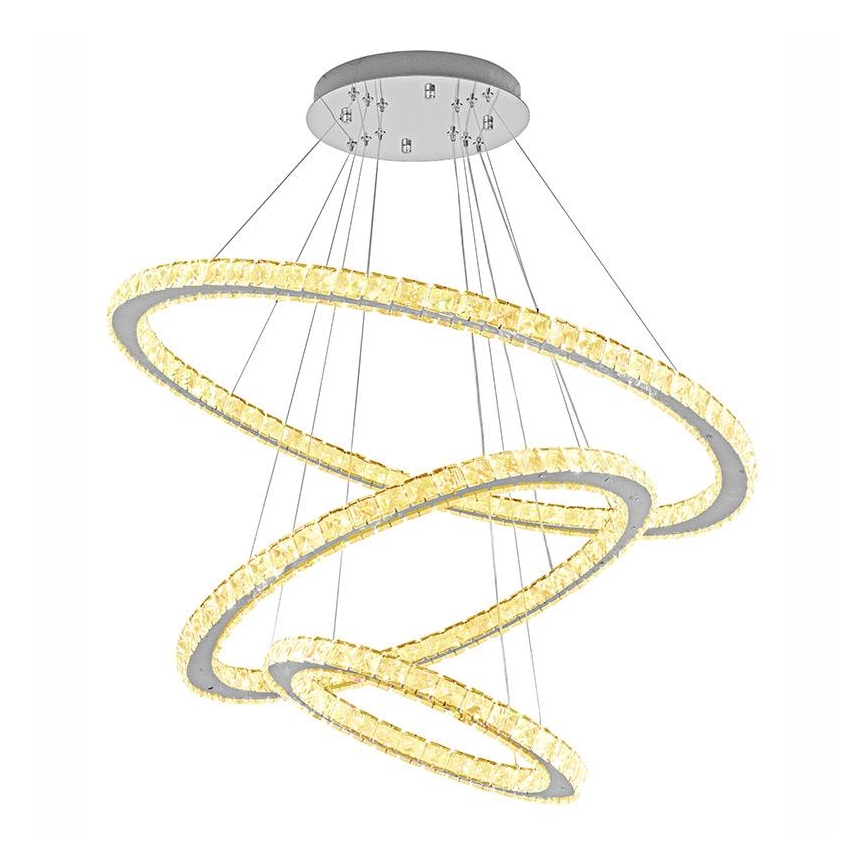 LED Himmennettävä kristalli kattokruunu johdossa LED/210W/230V 3000-6500K hopea + kauko-ohjaus