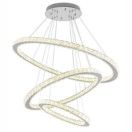 LED Himmennettävä kristalli kattokruunu johdossa LED/210W/230V 3000-6500K hopea + kauko-ohjaus