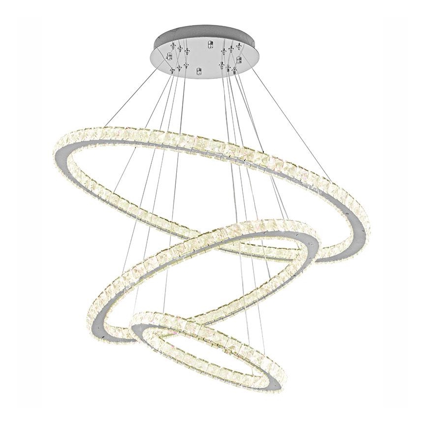 LED Himmennettävä kristalli kattokruunu johdossa LED/210W/230V 3000-6500K hopea + kauko-ohjaus
