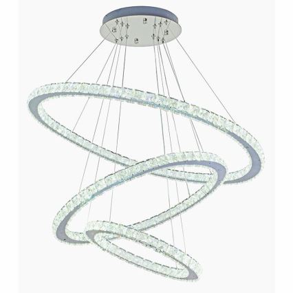 LED Himmennettävä kristalli kattokruunu johdossa LED/210W/230V 3000-6500K hopea + kauko-ohjaus