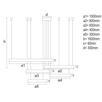 Himmennettävä LED-kattokruunu johdossa LED/220W/230V 3000-6500K + kauko-ohjaus