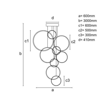 Himmennettävä LED-kattokruunu johdossa LED/290W/230V 3000-6500K halkaisija 60 cm + kauko-ohjaus