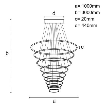 Himmennettävä LED-kattokruunu johdossa LED/370W/230V 3000-6500K + kauko-ohjaus