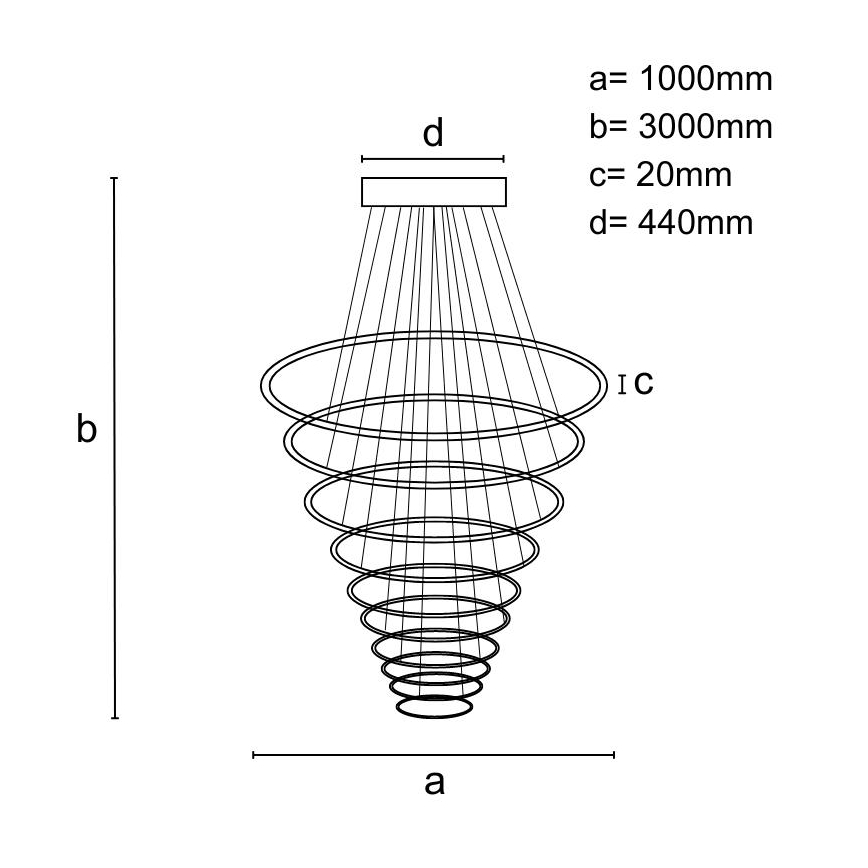Himmennettävä LED-kattokruunu johdossa LED/370W/230V 3000-6500K + kauko-ohjaus
