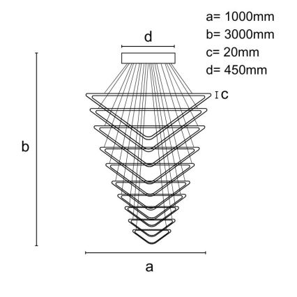 Himmennettävä LED-kattokruunu johdossa LED/385W/230V 3000-6500K + kauko-ohjaus