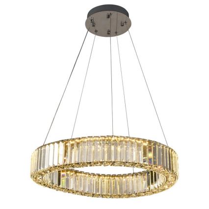 LED Himmennettävä kristallikruunu narussa LED/40W/230V 3000-6500K kiiltävä kromi + kauko-ohjaus