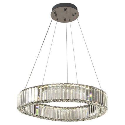 LED Himmennettävä kristallikruunu narussa LED/40W/230V 3000-6500K kiiltävä kromi + kauko-ohjaus