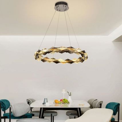LED Himmennettävä kristallikruunu narussa LED/40W/230V 3000-6500K kiiltävä kromi + kauko-ohjaus