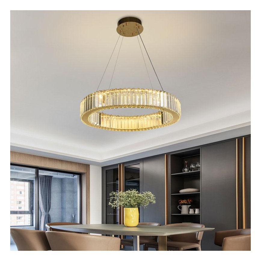 LED Himmennettävä kristalli kattokruunu johdossa LED/40W/230V 3000-6500K kromi/kulta + kauko-ohjaus