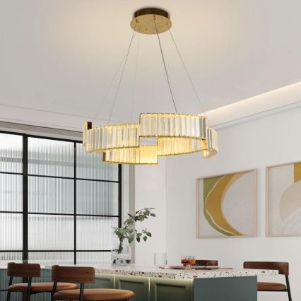 LED Himmennettävä kristalli kattokruunu johdossa LED/40W/230V 3000-6500K kulta + kauko-ohjaus