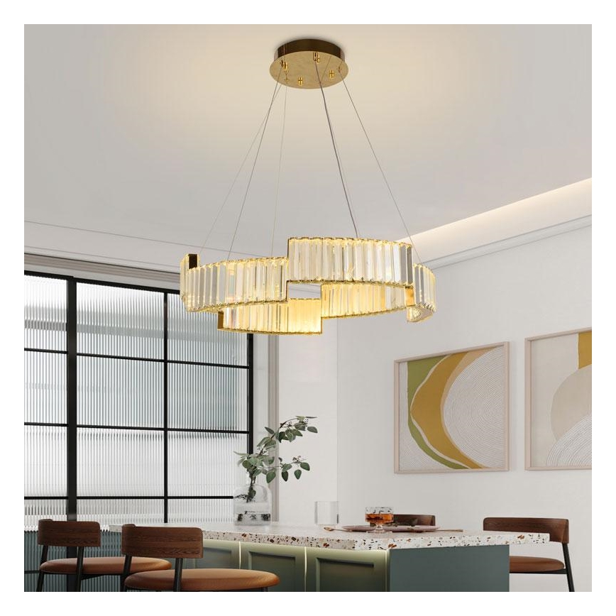 LED Himmennettävä kristalli kattokruunu johdossa LED/40W/230V 3000-6500K kulta + kauko-ohjaus