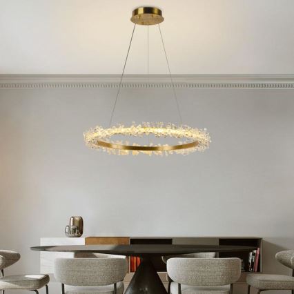 LED Himmennettävä kristalli kattokruunu johdossa LED/40W/230V 3000-6500K kulta + kauko-ohjaus