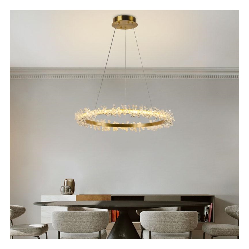 LED Himmennettävä kristalli kattokruunu johdossa LED/40W/230V 3000-6500K kulta + kauko-ohjaus