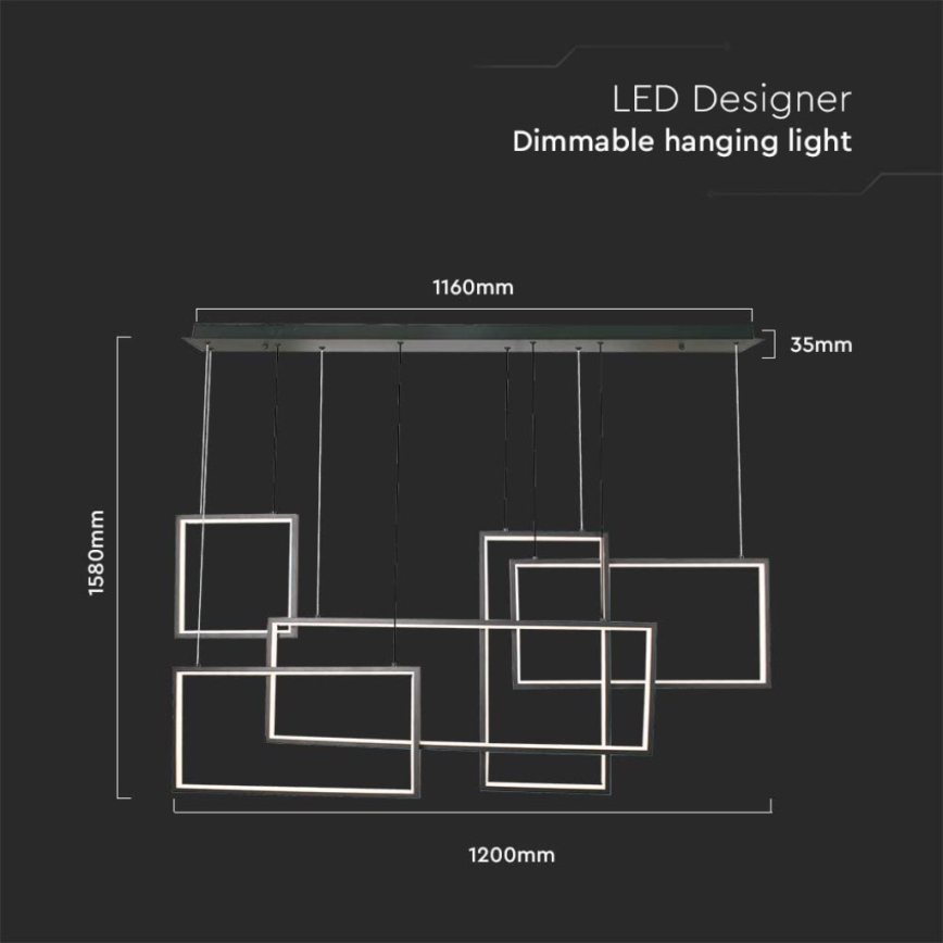 Himmennettävä LED-kattokruunu johdossa LED/45W/230V 3000K musta