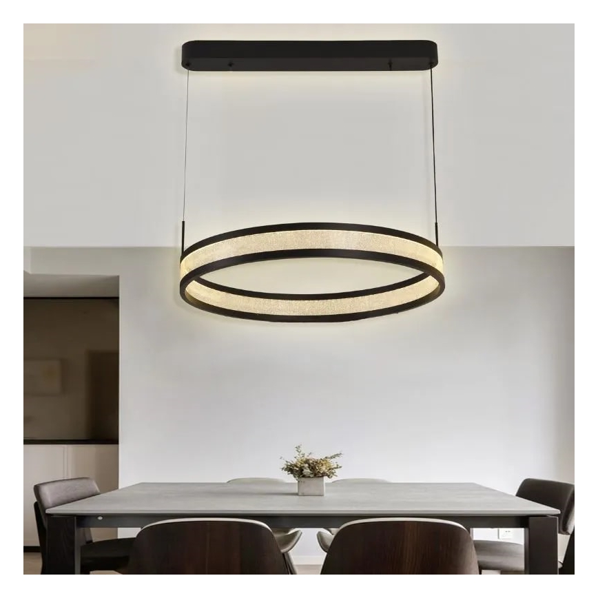 Himmennettävä LED-kattokruunu johdossa LED/45W/230V 3000-6500K musta + kauko-ohjaus