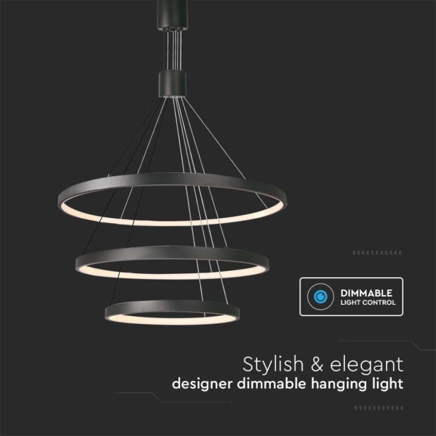 Himmennettävä LED-kattokruunu johdossa LED/46W/230V 3000K musta