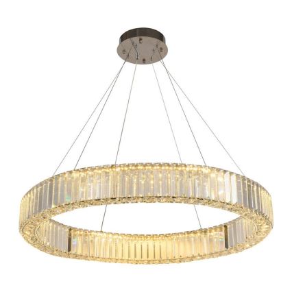 LED Himmennettävä kristallikruunu narussa LED/50W/230V 3000-6500K kiiltävä kromi + kauko-ohjaus