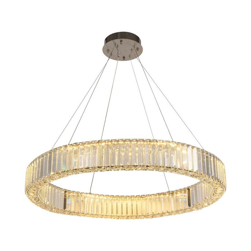 LED Himmennettävä kristallikruunu narussa LED/50W/230V 3000-6500K kiiltävä kromi + kauko-ohjaus
