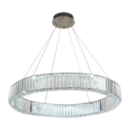 LED Himmennettävä kristallikruunu narussa LED/50W/230V 3000-6500K kiiltävä kromi + kauko-ohjaus
