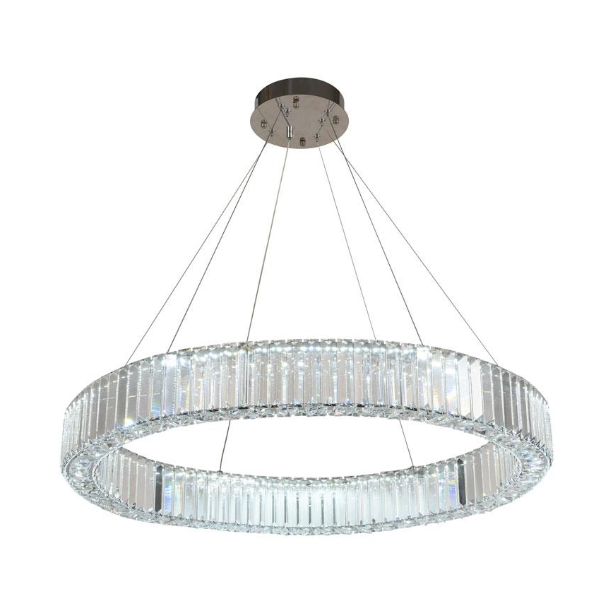 LED Himmennettävä kristallikruunu narussa LED/50W/230V 3000-6500K kiiltävä kromi + kauko-ohjaus