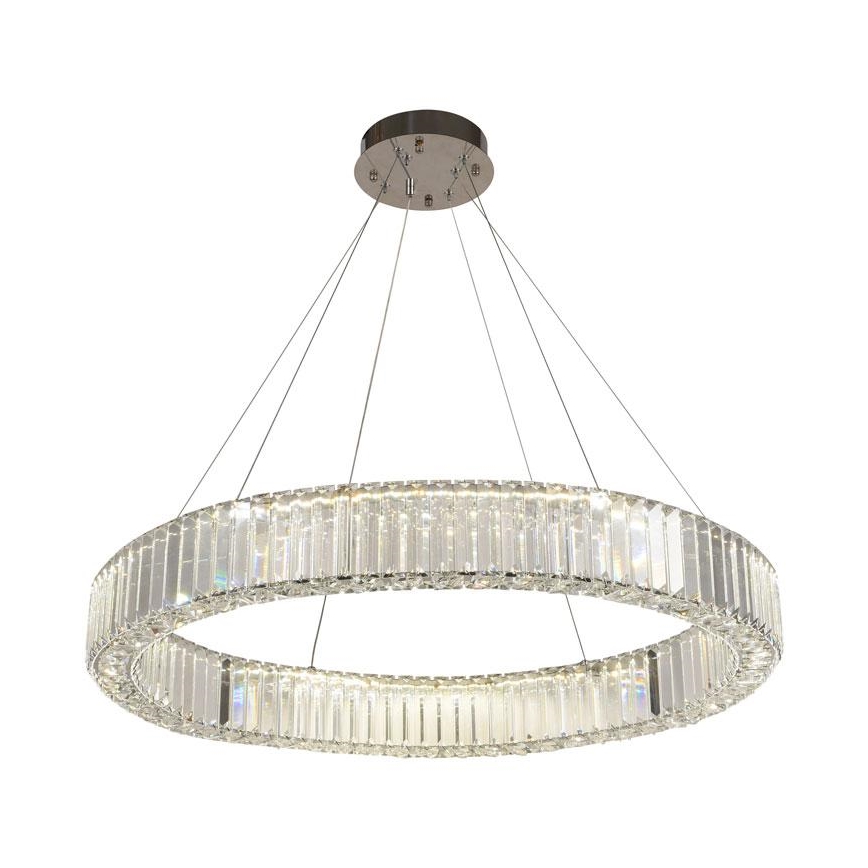 LED Himmennettävä kristallikruunu narussa LED/50W/230V 3000-6500K kiiltävä kromi + kauko-ohjaus