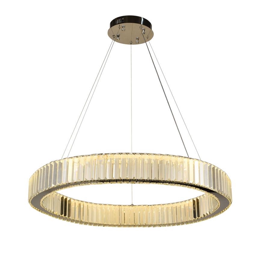LED Himmennettävä kristallikruunu narussa LED/50W/230V 3000-6500K kiiltävä kromi + kauko-ohjaus