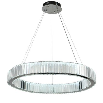 LED Himmennettävä kristallikruunu narussa LED/50W/230V 3000-6500K kiiltävä kromi + kauko-ohjaus