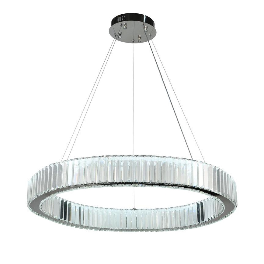 LED Himmennettävä kristallikruunu narussa LED/50W/230V 3000-6500K kiiltävä kromi + kauko-ohjaus