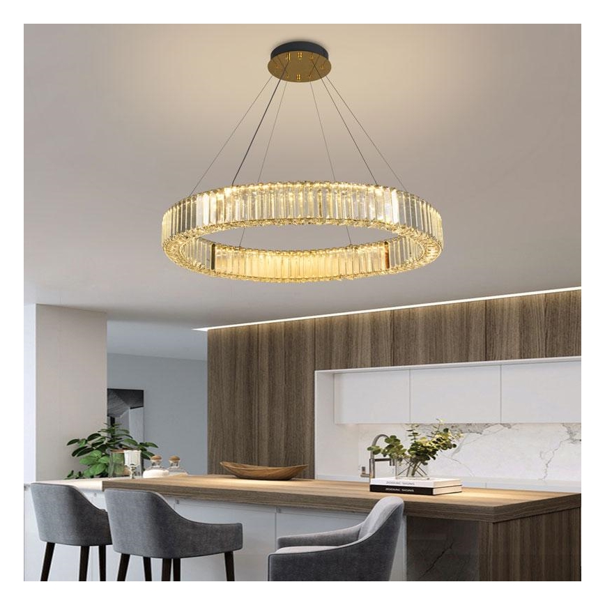 LED Himmennettävä kristalli kattokruunu johdossa LED/50W/230V 3000-6500K kromi/kulta + kauko-ohjaus