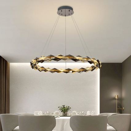 LED Himmennettävä kristallikruunu narussa LED/55W/230V 3000-6500K kiiltävä kromi + kauko-ohjaus