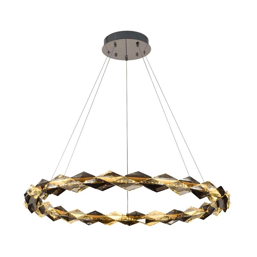 LED Himmennettävä kristallikruunu narussa LED/55W/230V 3000-6500K kiiltävä kromi + kauko-ohjaus