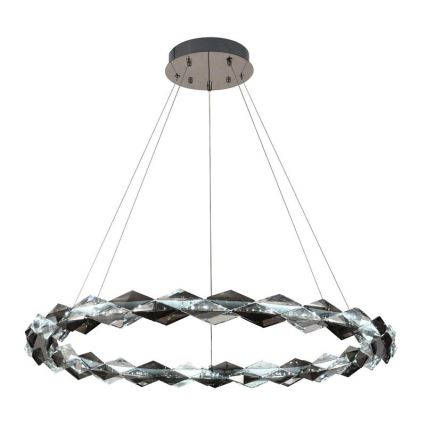 LED Himmennettävä kristallikruunu narussa LED/55W/230V 3000-6500K kiiltävä kromi + kauko-ohjaus
