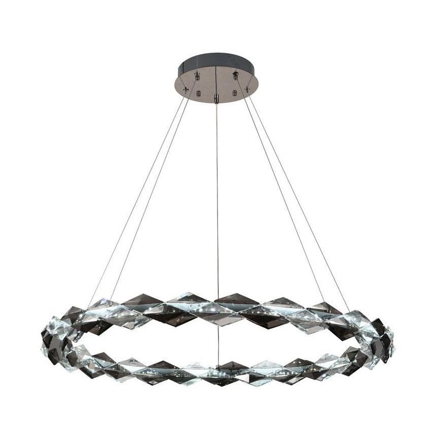 LED Himmennettävä kristallikruunu narussa LED/55W/230V 3000-6500K kiiltävä kromi + kauko-ohjaus