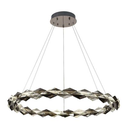 LED Himmennettävä kristallikruunu narussa LED/55W/230V 3000-6500K kiiltävä kromi + kauko-ohjaus