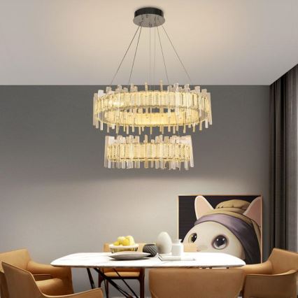 LED Himmennettävä kristalli kattokruunu johdossa LED/65W/230V 3000-6500K + kauko-ohjaus