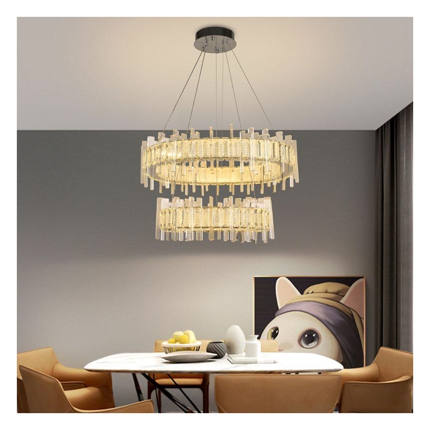 LED Himmennettävä kristalli kattokruunu johdossa LED/65W/230V 3000-6500K + kauko-ohjaus