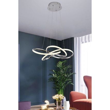 Himmennettävä LED-kattokruunu johdossa LED/65W/230V 3000-6500K kromi + kauko-ohjaus