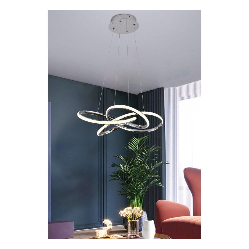 Himmennettävä LED-kattokruunu johdossa LED/65W/230V 3000-6500K kromi + kauko-ohjaus