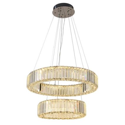 LED Himmennettävä kristallikruunu narussa LED/65W/230V 3000-6500K kiiltävä kromi + kauko-ohjaus