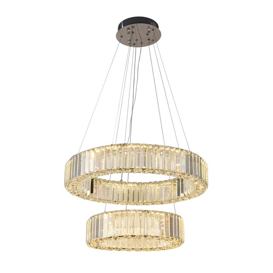 LED Himmennettävä kristallikruunu narussa LED/65W/230V 3000-6500K kiiltävä kromi + kauko-ohjaus