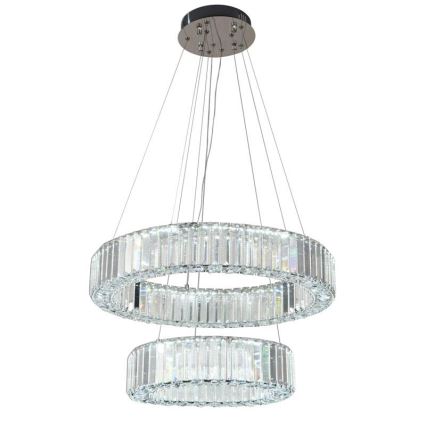LED Himmennettävä kristallikruunu narussa LED/65W/230V 3000-6500K kiiltävä kromi + kauko-ohjaus
