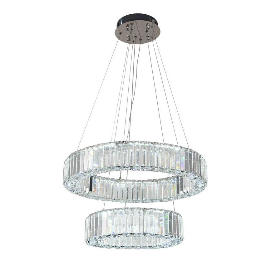 LED Himmennettävä kristallikruunu narussa LED/65W/230V 3000-6500K kiiltävä kromi + kauko-ohjaus