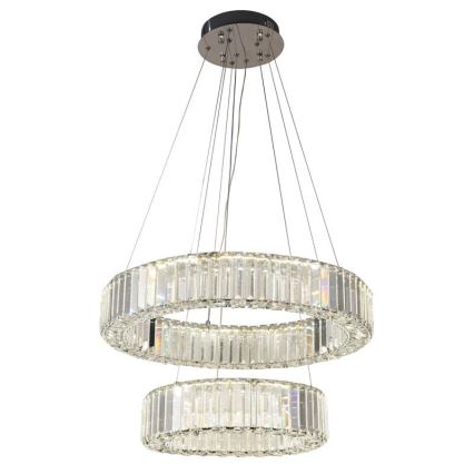 LED Himmennettävä kristallikruunu narussa LED/65W/230V 3000-6500K kiiltävä kromi + kauko-ohjaus