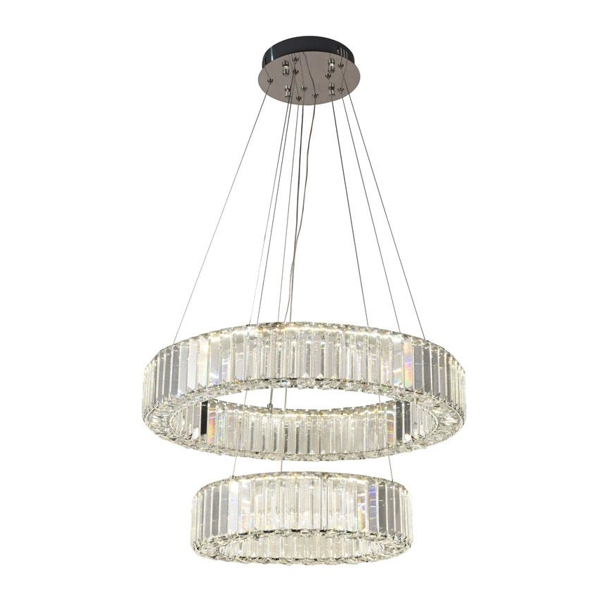 LED Himmennettävä kristallikruunu narussa LED/65W/230V 3000-6500K kiiltävä kromi + kauko-ohjaus