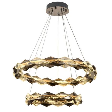 LED Himmennettävä kristallikruunu narussa LED/65W/230V 3000-6500K kiiltävä kromi + kauko-ohjaus