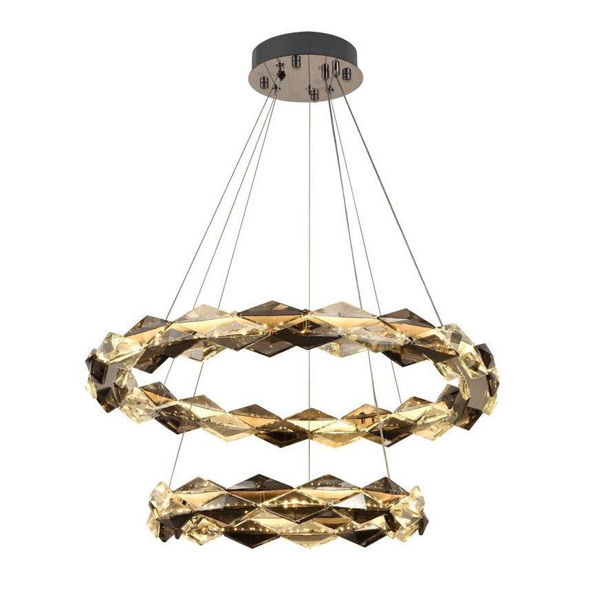 LED Himmennettävä kristallikruunu narussa LED/65W/230V 3000-6500K kiiltävä kromi + kauko-ohjaus