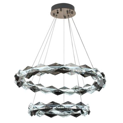 LED Himmennettävä kristallikruunu narussa LED/65W/230V 3000-6500K kiiltävä kromi + kauko-ohjaus
