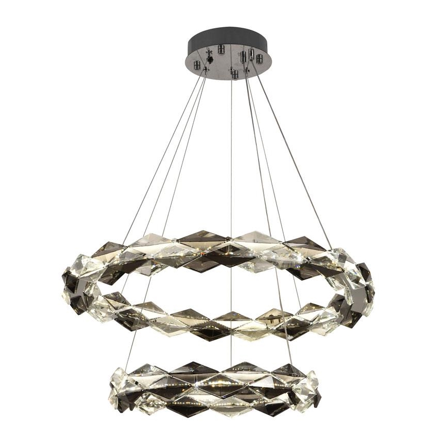 LED Himmennettävä kristallikruunu narussa LED/65W/230V 3000-6500K kiiltävä kromi + kauko-ohjaus